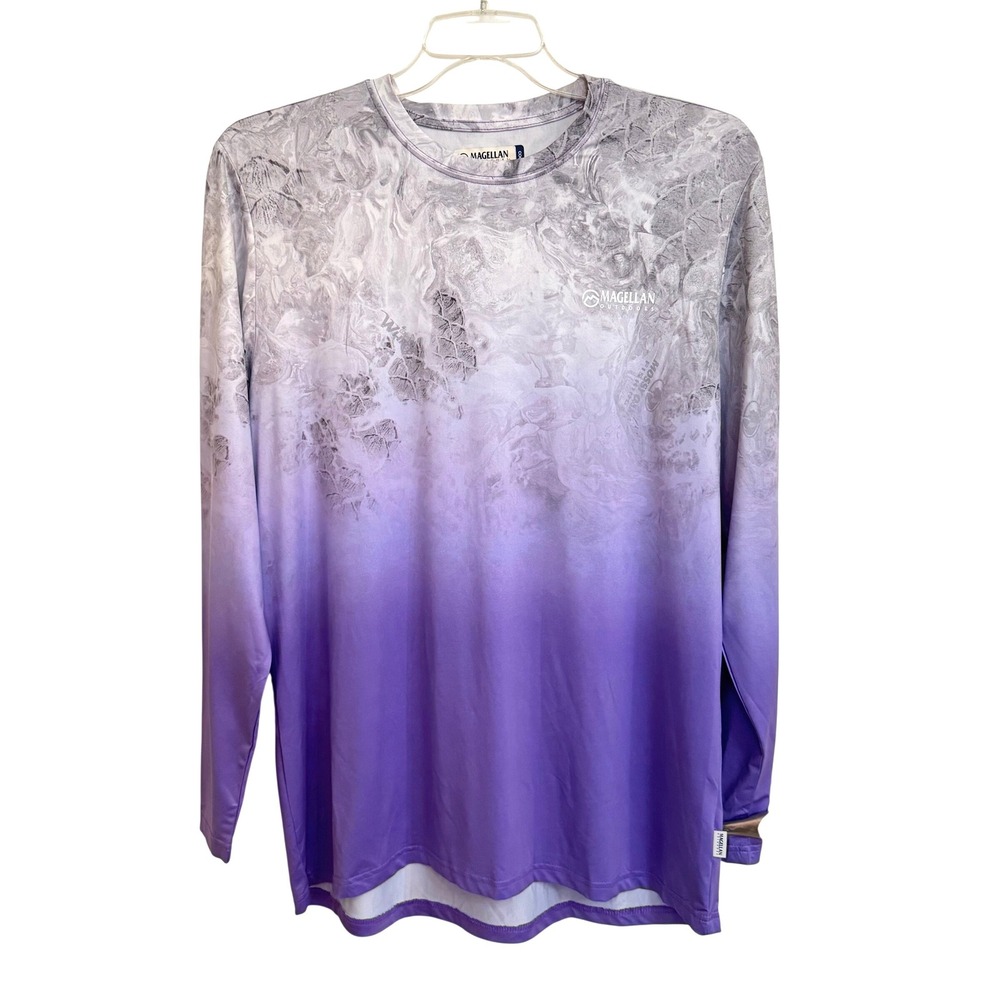 Magellan Outdoors Womens Fish Gear Cooling Long Sleeve Shirt Purple Ombre Large
